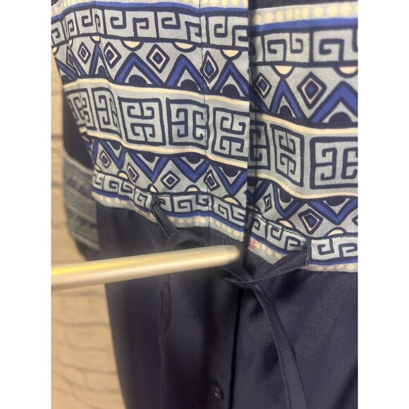 STS Sail to Sable Silk Blend Scallop Hem Long Sleeve Navy Blue Shirt Dress SM - Picture 7 of 11